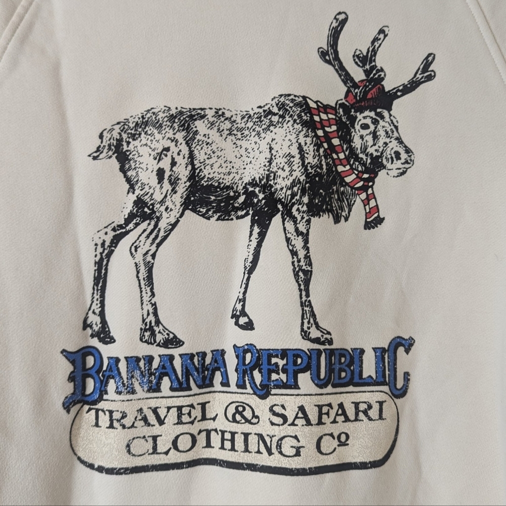 Banana Republic Reindeer Holiday Christmas Safari Sweatshirt Women's Large